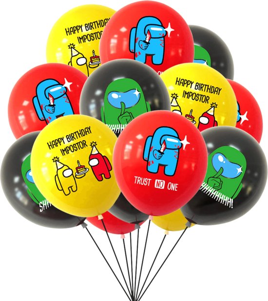 Among Us Ballonnen - 15 Stuks - 25 cm - Ballonnen Verjaardag - Helium Ballonnen - Latex Ballonnen - Games