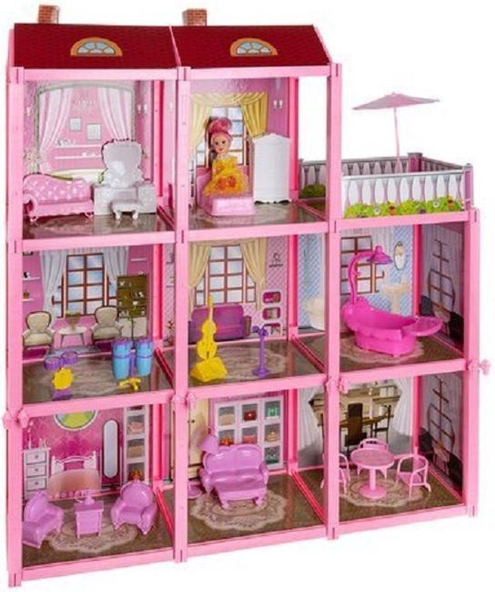 Installeren indruk te binden Poppenhuis - Poppenhuis - Villa - Barbie - Huis - Speelgoed poppen -  Speelgoed - New... | bol.com