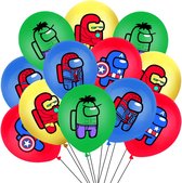 Among Us Ballonnen - 12 Stuks - 25 cm - Marvel Avengers -  Ballonnen Verjaardag - Helium Ballonnen - Latex Ballonnen - Games - Iron Man - Hulk - Spiderman - Captain America