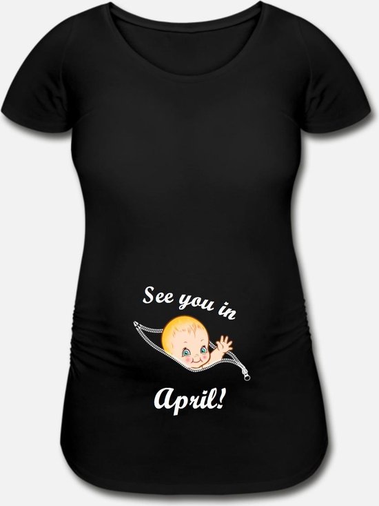 Zwangerschaps T-Shirt - See you in April- maat L