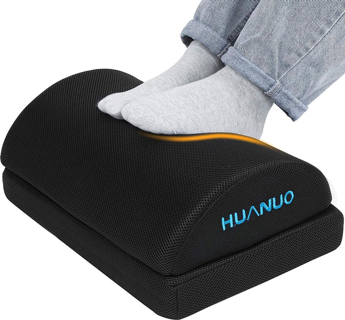 HEETA Voetsteun onder bureau, ergonomische voetsteun verstelbaar 2 optionele hoogte bureau voetsteun schuim antislip voetkruk voor thuis, kantoor en gaming (zwart