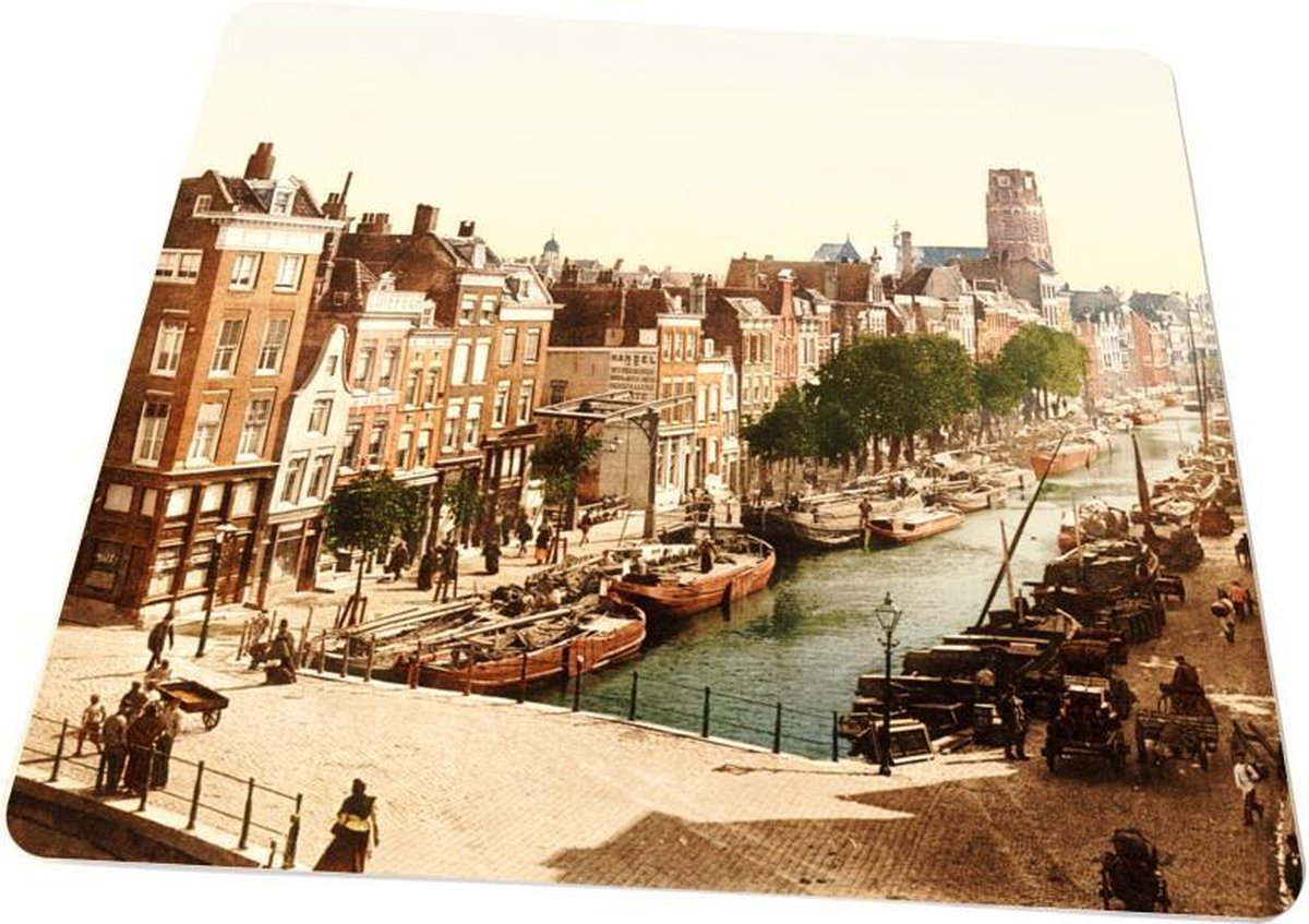 Oud Stadsgezicht Rotterdam Delftsevaart - Oude Foto Print op Muismat 22x20cm