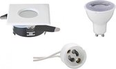 LED Spot Set - Igan - GU10 Fitting - Waterdicht IP65 - Dimbaar - Inbouw Vierkant - Mat Wit - 6W - Warm Wit 3000K - 82mm