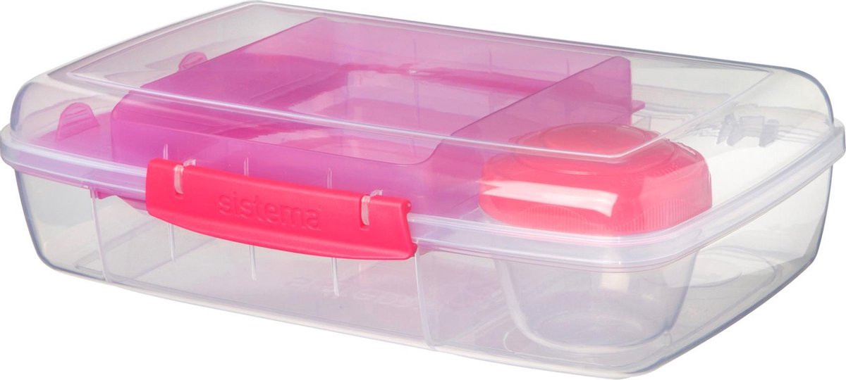 Sistema Bento Box 1.76L met Boterhamlade - Doorzichtig/Roze