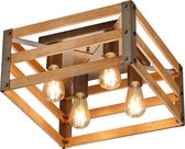 LED Plafondlamp - Plafondverlichting - Nitron Khon - E27 Fitting - Vierkant - Mat Nikkel - Aluminium