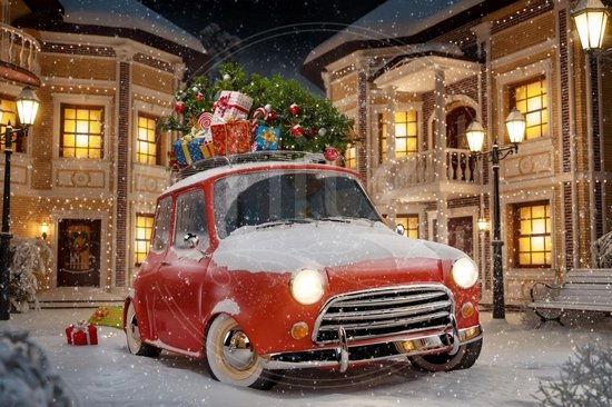Production néerlandaise complète! │ Peinture de diamants │ Voiture de Noël avec cadeaux │ Taille 90 x 60 cm │ Paquet de Peinture de diamants Mature │ Flitzz complète │ Carré │ Complet │ Peinture de diamants Flitzz