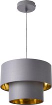 Hanglamp - Kleur grijs & goud kleurig - Fitting 1 x E27 - Lampenkap (Ø) 30 cm - Afmeting (H) 149 cm