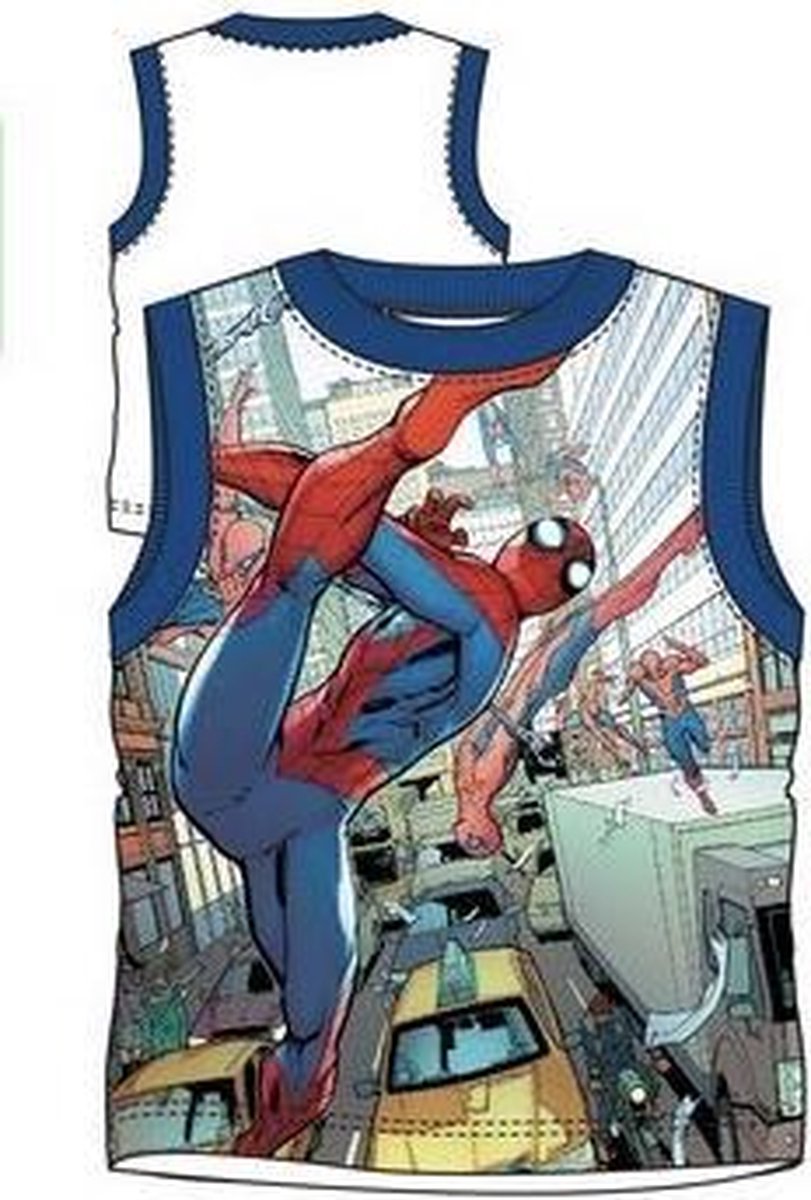 Marvel Spiderman mouwloos t-shirt - wit - maat 110/116 (6 jaar)