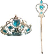Prinsesset 2 delig - tiara en toverstaf met blauwe stenen