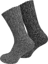 Socke|"Noorse Sok"|Wollen Sokken|1x2 Paar|2-Pack|Maat 43/46|Kleur:Grijs