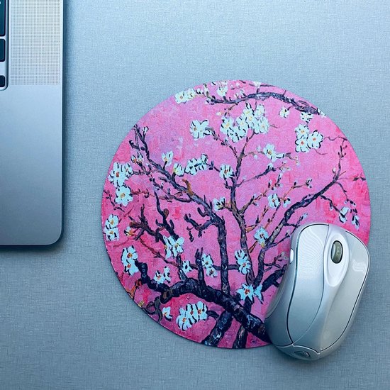 Muismat / Mousepad | Rond 20 cm | Bloesem / Blossom | Roze / Pink | bol.com