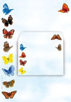 Briefpapier Vlinders - 6 A4 vellen + 6 enveloppen - Postpapier Butterfly