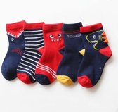 Kindersokken-Dieren-Biologisch Katoen-5 Paar/Large/3-4 Jaar/Schoenmaat 26-28