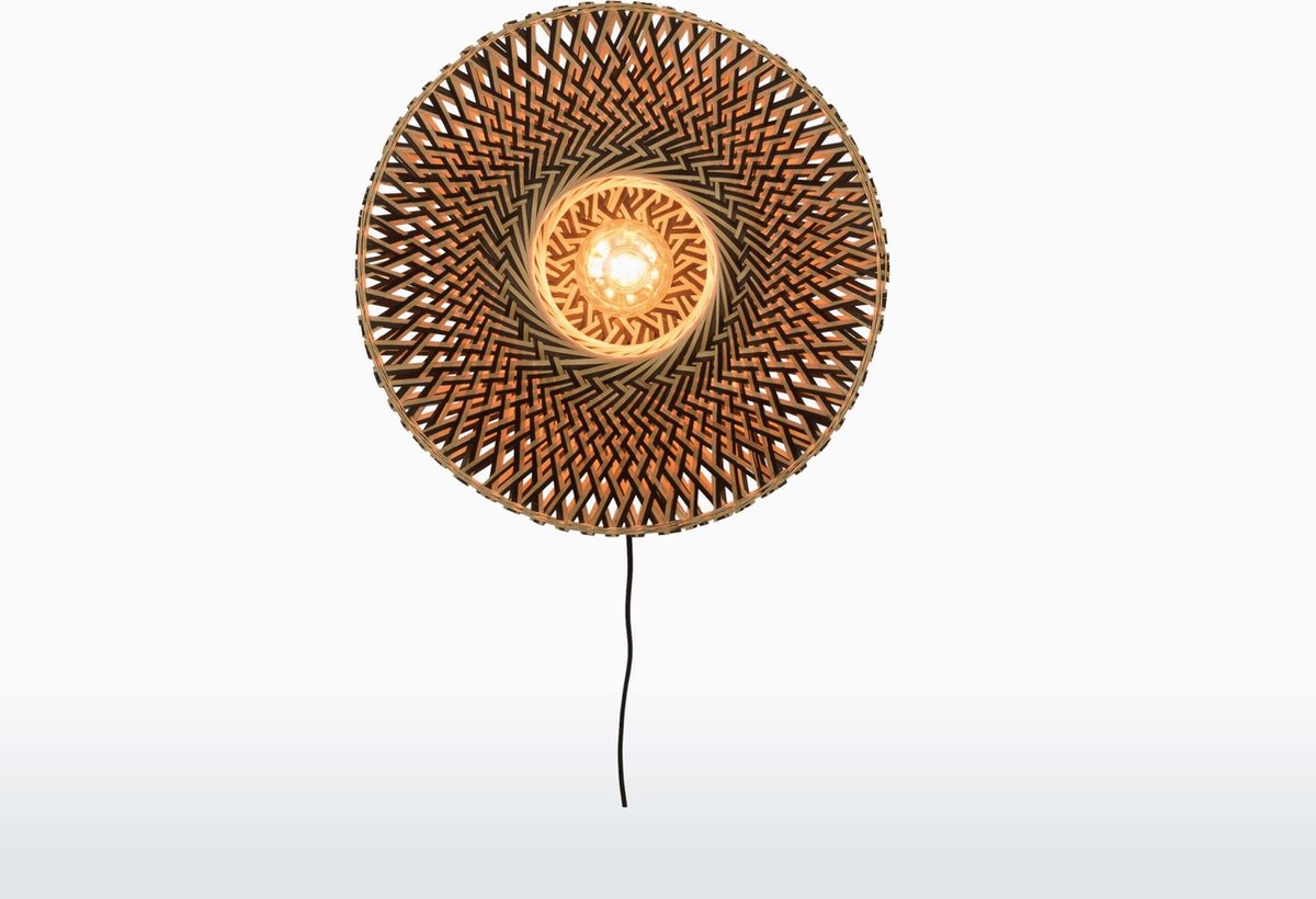 GOOD&MOJO Wandlamp Bali - Bamboe/Zwart - Ø44cm - Binnen Scandinavisch,Bohemian