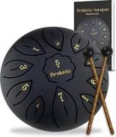 BrellaVio Handpan met Lesboek - 16cm - Healing Steel Tongue Drum - Hand Klankschaal - Hang Drum - Lotus Tong Muziektherapie - Zwart
