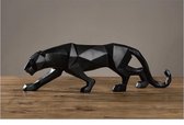 BaykaDecor - Decoratief Beeld - Geometrisch Art Jaguar - Origami Panter - 48 cm - Zwart - Dieren Standbeeld