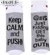 Snoes Baby Shower Cadeau - Push present - Zwanger - Kado - Grappig - Lol - Keep calm and push - Just Kidding get this baby out Sokken