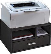 relaxdays Bureau d'armoire d'imprimante - support d'imprimante noir - table d'imprimante - organisateur de bureau