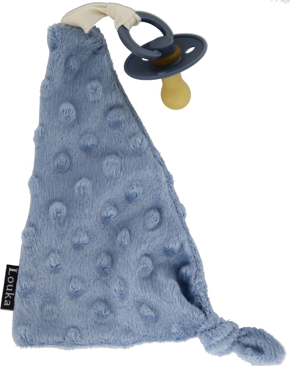 Goedkoopste Louka speendoekje driehoek minky jeansblauw - blauw - jongen - meisje - minky - speenknuffel - excl. Bibs speen