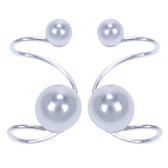 Zilveren klem oorbellen, met parels