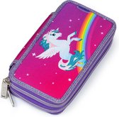 JEVA Twozip Rainbow Pegasus - Gevulde etui met Unicorn print