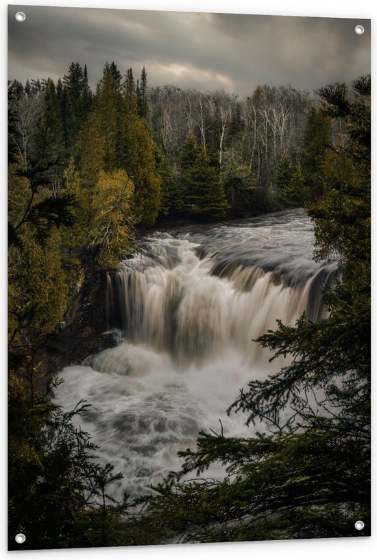 Tuinposter – Wilde Watervallen in Regenwoud - 80x120cm Foto op Tuinposter  (wanddecoratie voor buiten en binnen)