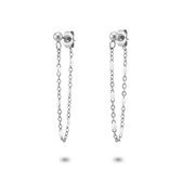 Twice As Nice Oorbellen in edelstaal, kleine witte email bolletjes