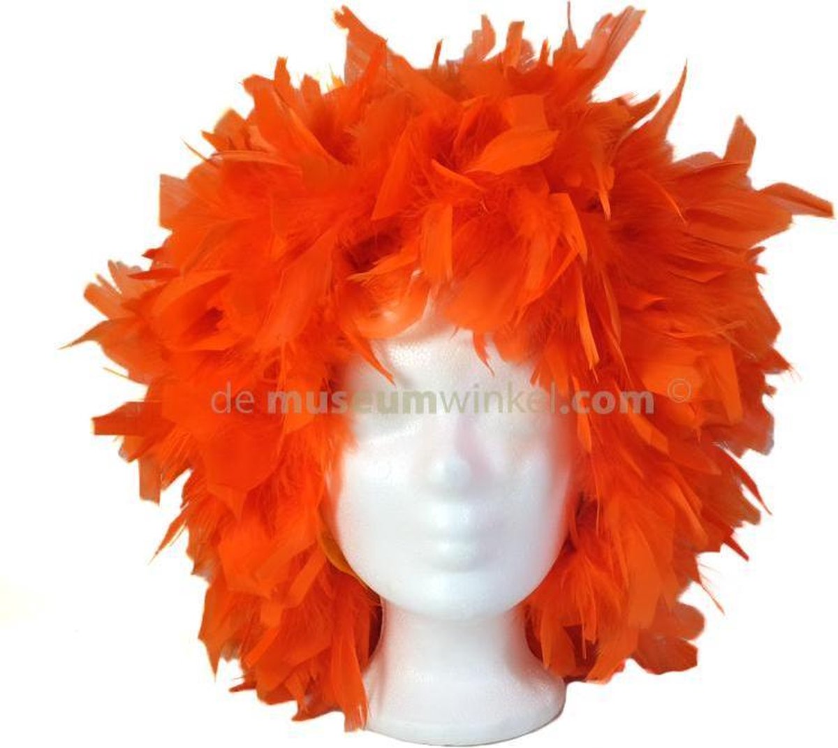 Oranje pruik - Koningsdag pruik - Koningsdag veren pruik - Koningsdag accessoires - Merkloos
