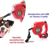 Intrekbare Hondenriem met LED en Tassen 5 meter