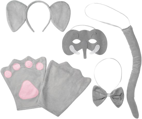 dressforfun - Accessoireset olifant Kinderen - verkleedkleding kostuum halloween verkleden feestkleding carnavalskleding carnaval feestkledij partykleding - 302035