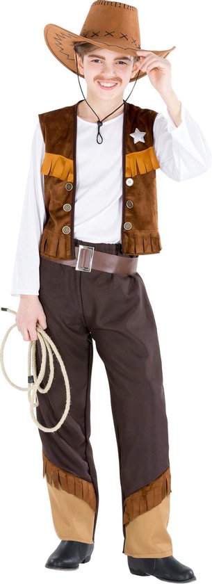 dressforfun - jongenskostuum cowboy Luke 128 (8-10y) - verkleedkleding kostuum halloween verkleden feestkleding carnavalskleding carnaval feestkledij partykleding - 300618