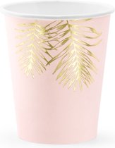 PARTYDECO - 6 kartonnen tropische roze en goudkleurige bekers - Decoratie > Bekers, glazen en bidons