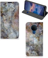 Bookcase Nokia 5.4 Smart Cover Marbre Grijs