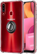 Samsung a20s hoesje - Samsung Galaxy A20S hoesje Kickstand Ring shock proof case transparant magneet