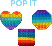 Pop IT met Regenboog kleuren XXL formaat| 3-in-1 pakket | Fidget Toy | Achthoek Rechthoek Cirkel Popit Pakket | Siliconen pakket | Viral fidget - Fidget