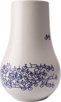 Bloemenvaas - 21 cm - Heinen Delfts blauw - Delfts blauw vaas - fiets - vaas keramiek - vaasje - cadeau voor haar- fietsliefhebber - fietsdecoratie - Moeder cadeau - Moederdag cade