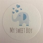 Geboorte sticker zegel jongen – My Sweet Boy & Blauwe Sluitsticker - Sluitzegel | Geboortekaart - Envelop | Girl | Envelop sticker | Cadeau - Gift - Cadeauzakje - Traktatie - Bedankt | Chique inpakken | Babyshower – Kraamfeest