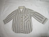 noukie's , jongens ,overhemd , streepje ,,wit/beige ,lila, bruin , 82, 12 maand 80