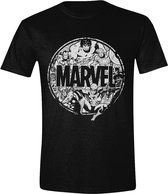 Marvel Karakter Cirkel T-Shirt Zwart