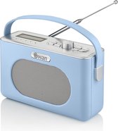 Swan Draagbare Retro Radio DAB+ - Blauw - met Bluetooth