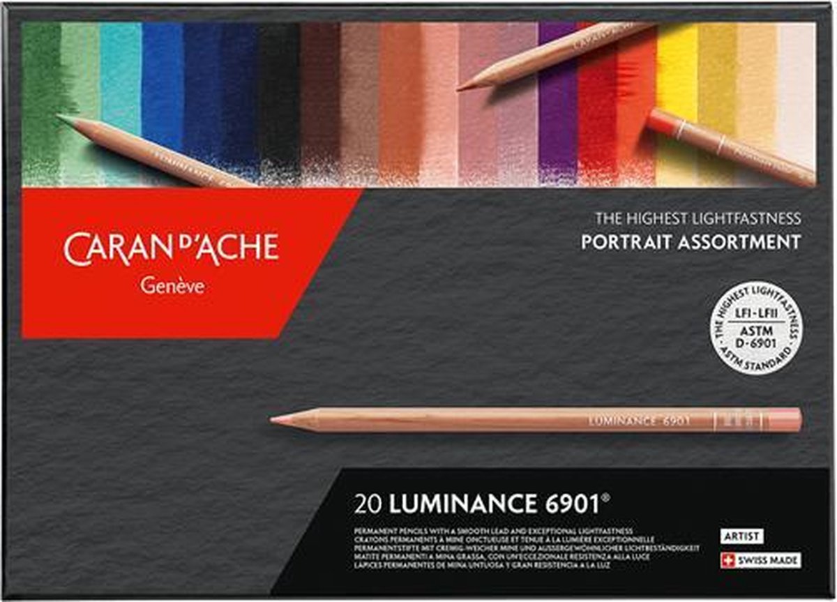 France Import CARAN D ACHE Luminance 6901 Made in swiss Crayons de couleur permanent 20 Assortis.qualité professionnel.Sélection Classic 
