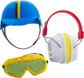 Racepiloot set voor kinderen - helm met bril en head set F1 - set van 3 stuks