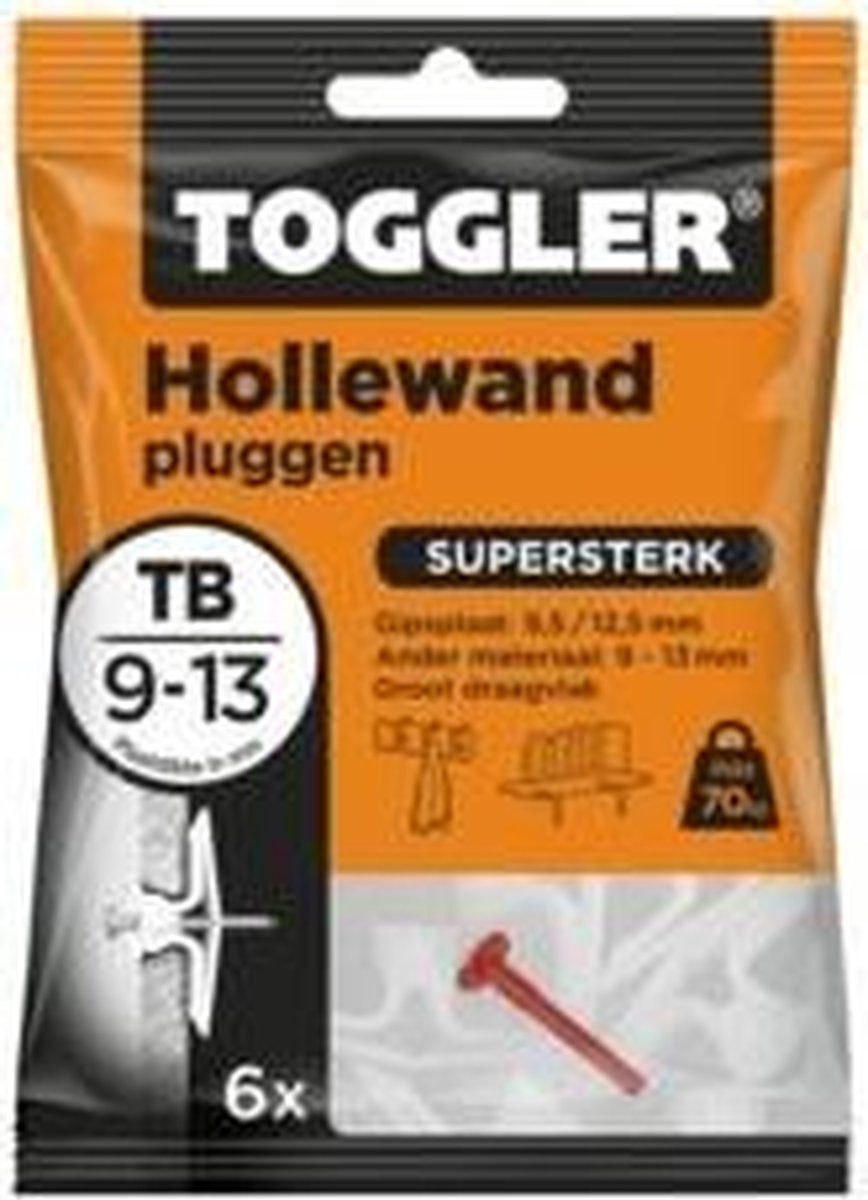 Toggler Hollewandplug TB 9-13 mm - 6 Stuks - Toggler