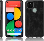 Voor Google Pixel 4a 5G Schokbestendig Naaien Koe Patroon Huid PC + PU + TPU Case (Zwart)