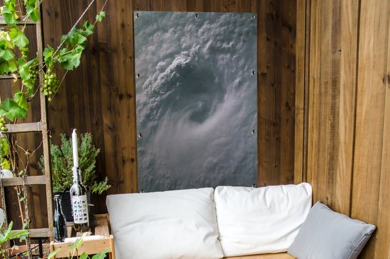 Photo satellite de l'affiche de jardin Nuages d'ouragan sur terre 80x120 cm - Toile de jardin / Toile d'extérieur / Peintures pour l'extérieur (décoration de jardin)
