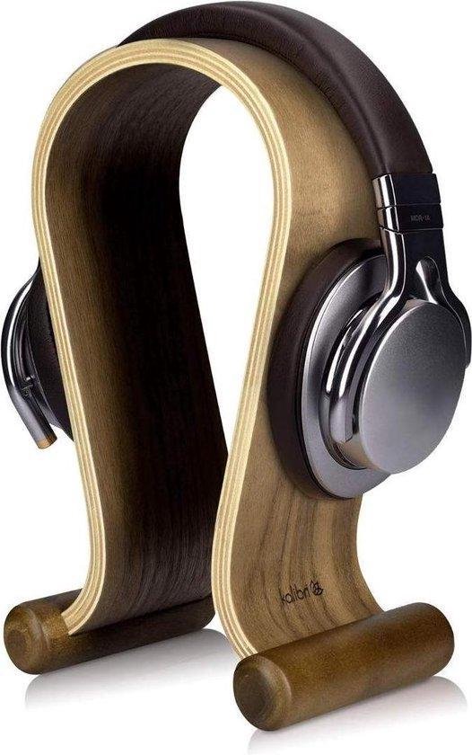 Navaris Support pour casque en bois de noyer - Support universel