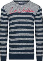 Sweater - heren - ronde hals - NAVY/WHITE