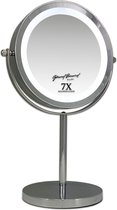 Miroir LED de maquillage en métal double face 17,5 CM Ø grossissement 7x