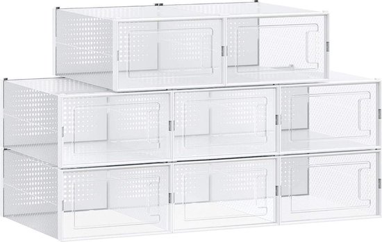 MIRA Home - Schoenendozen - Opbergdoos - Modern - Plastic - Wit/transparant - 35x25x18.5