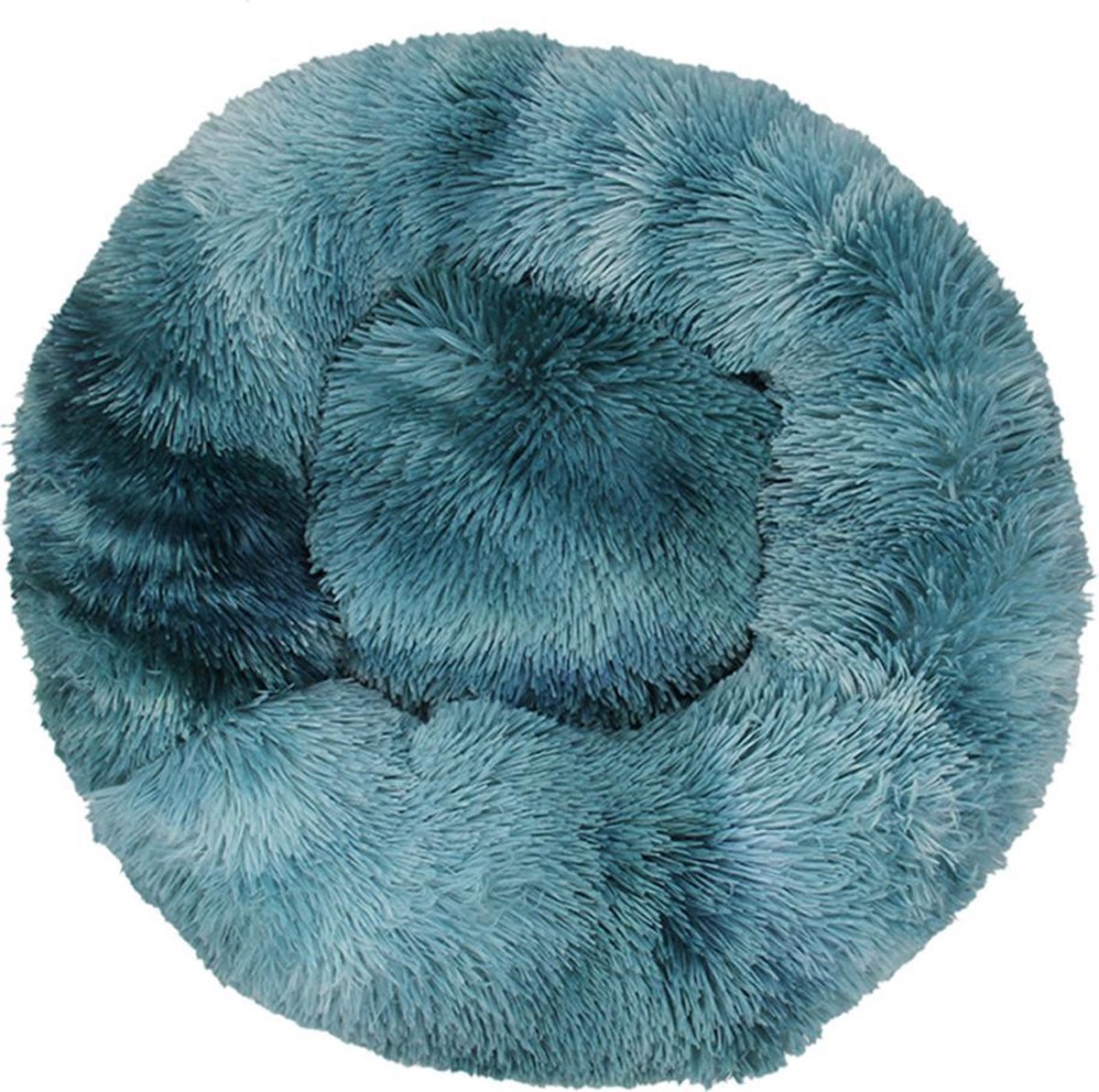 KUSSIES® Kussen 80 Cm Met Wasbare Hoes - Petrol Tie Dye - Hondenkussen Speelkussen Kind - Donut Zitzak Ronde Hondenmand Groen Groene Donkergroene
